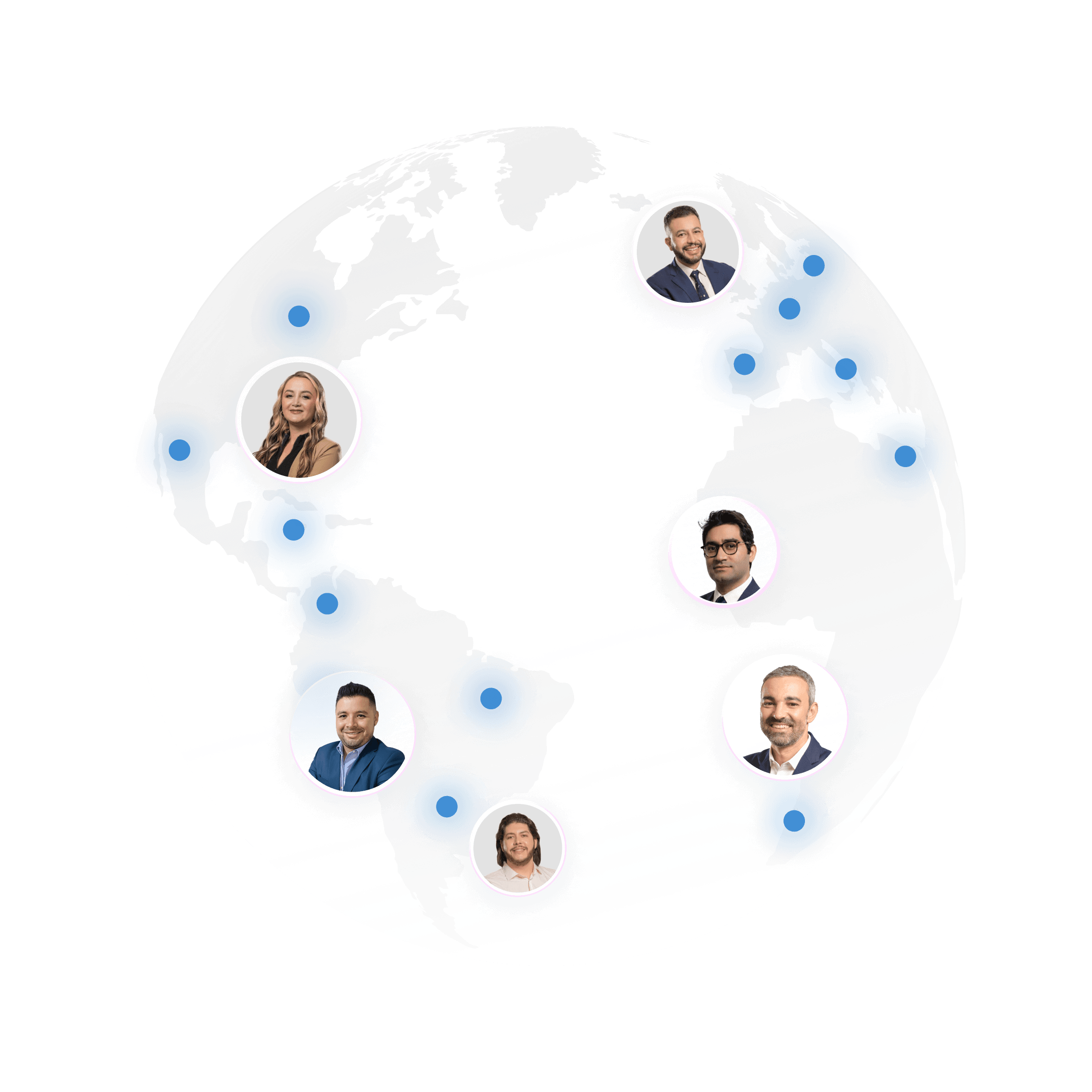 Global 3D earth map with profile photos showing we are trusted by IBs worldwide every day.